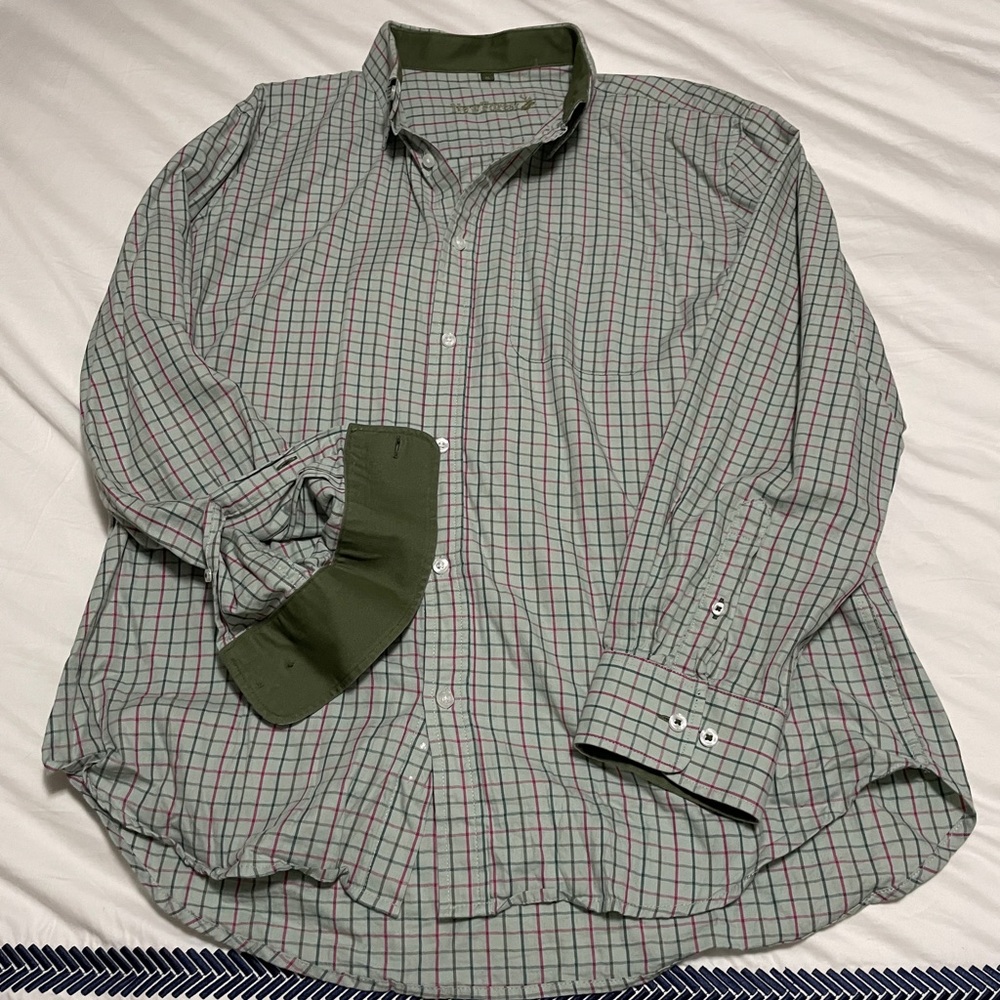 Men's Green and Red Checkered Shirt